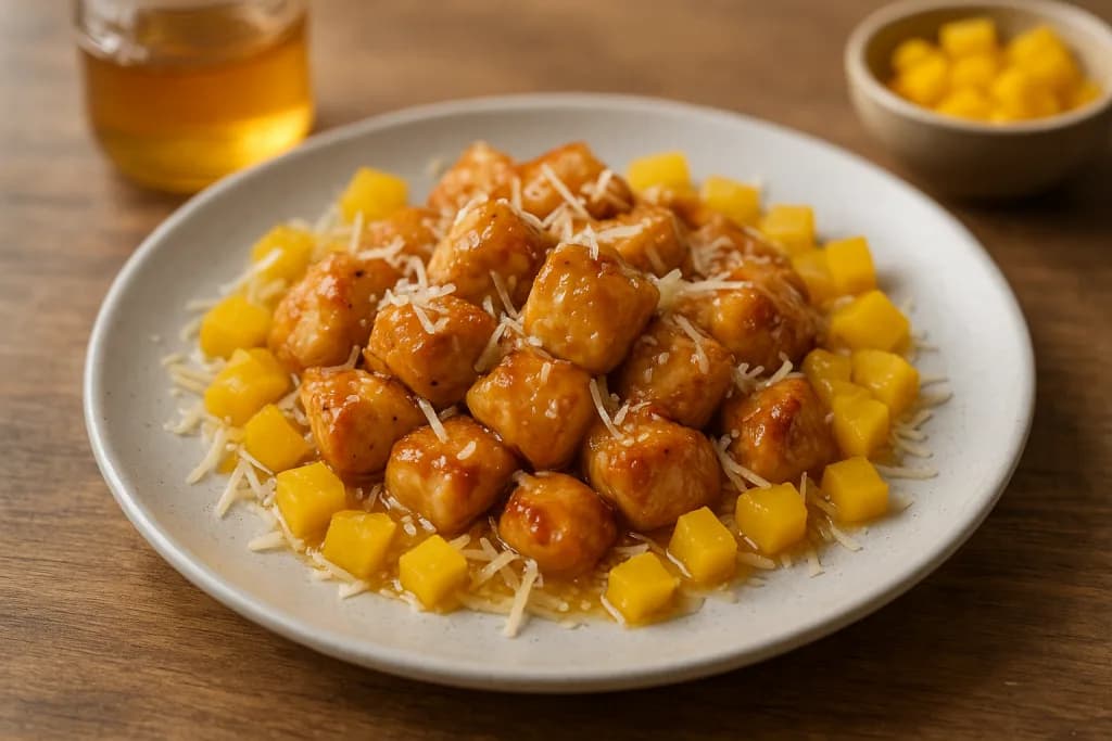 Frango ao Mel com Queijo Parmesão e Pimentão Amarelo