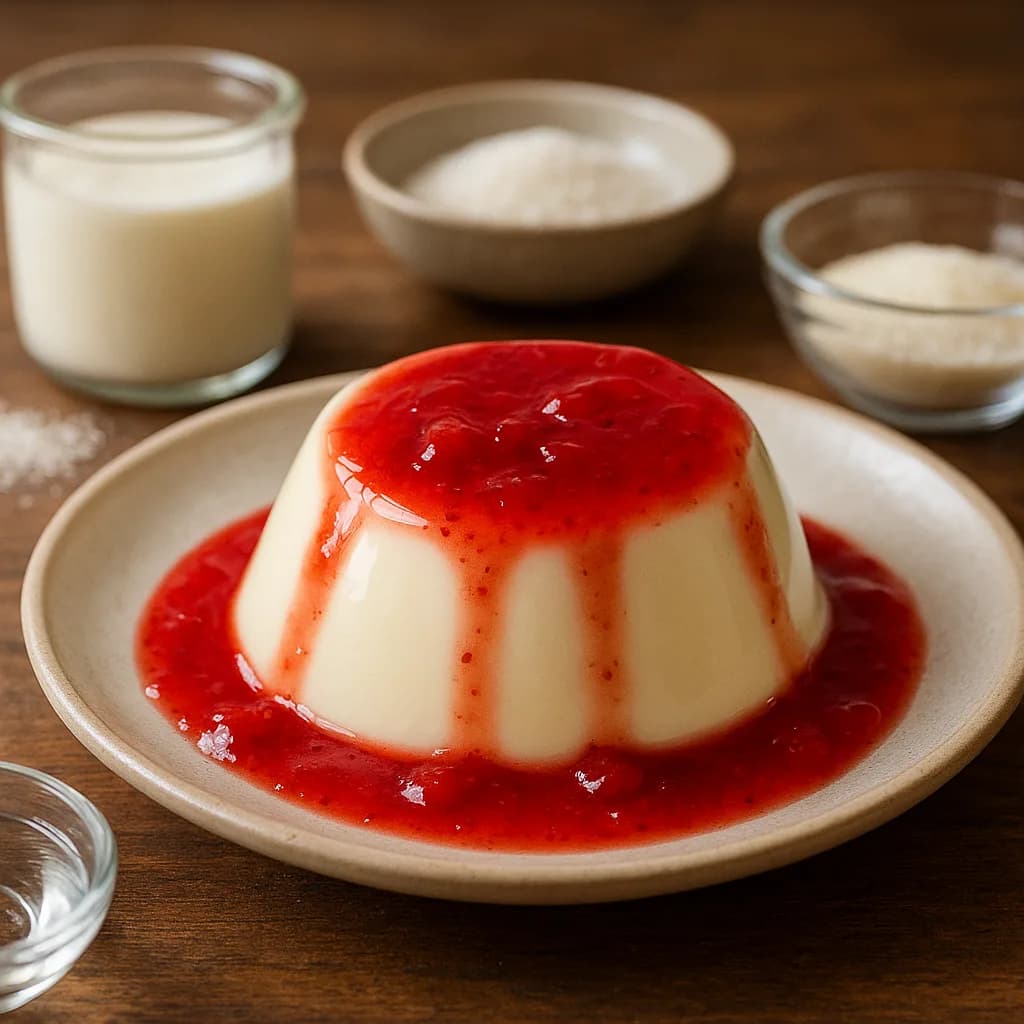 Panna Cotta com Calda de Frutas