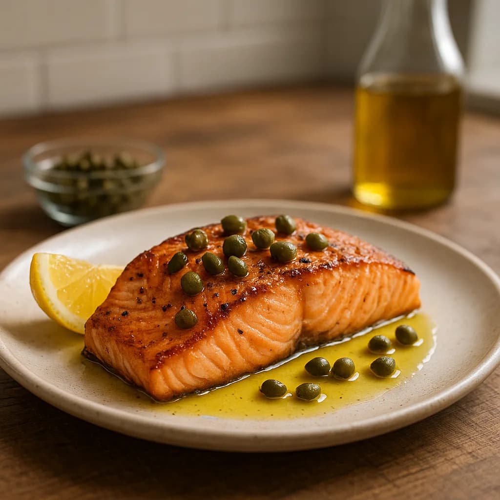 Salmão Grelhado com Alcaparras