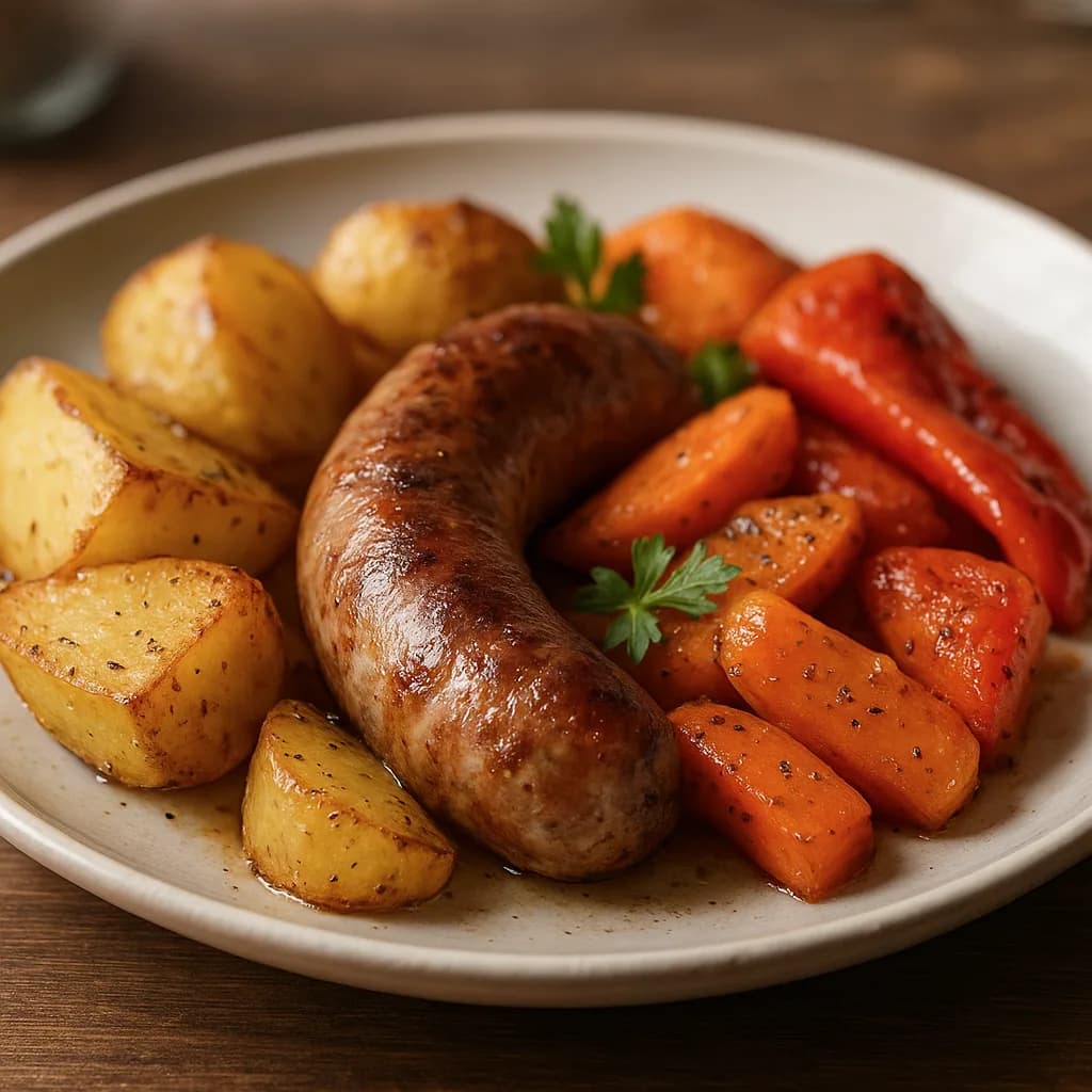 Linguiça Toscana Assada com Legumes