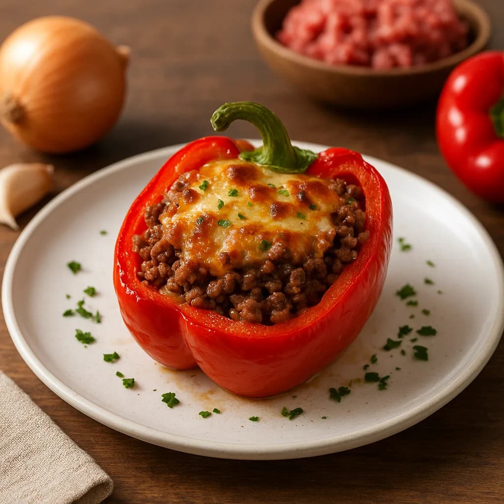 Pimentão Recheado com Carne Moída